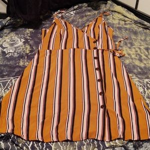 Striped faux wrap button down summer dress